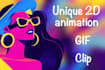 create 2d gif animations, promo clip