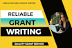 do grant writing, grant research, application, business plan