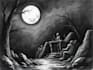 draw dark art illustration with engraving style
