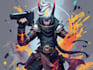 design cyberpunk and fantasy character splash art