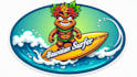 do modern surfer tiki sticker logo with an original concept