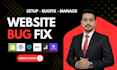 setup website bug fix and expert website maintenance as your website manager