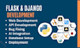develop flask, django, fastapi, react, node js web apps, apis, ai, automation
