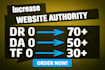 boost domain rating DR 70, da pa 50, tf cf 30