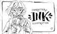 draw a digital ink illustration with a character