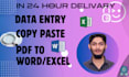 do data entry and data conversion within 24 hours