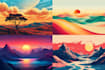 draw a flat vector landscape illustration