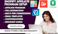 setup shopify affiliate program goaffpro uppromote trackdesk tapfiliate bixgrow