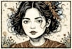 create minimalistic digital illustration in linocut style