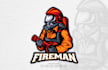 make creative mascot fireman firefighter logo