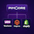 connect pimcore with stores shopify, magento, wordpress