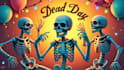 do dancing skeletons dead day party  skull logo