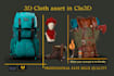 do 3d bag and hat cap gloves socks in clo 3d