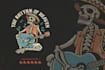 design vintage skeleton guitar logo with illustration