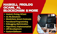 develop smart contracts, nfts, defi apps, web3 solutions, haskell, prolog, ocaml