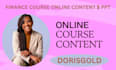 create online course content, finance course and ppt design