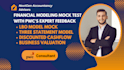 provide mock test and feedback on lbo model, dcf model, three statement model