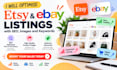 optimise etsy and ebay listings with SEO, images, and keywords