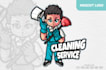 create cartoon t shirt cleaning laundry logo