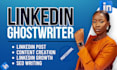 ghostwrite posts as linkedin manager,  newsletter articles as ghostwriter
