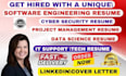 write software engineering resume, tech, IT, data science, cybersecurity resume