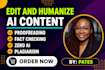 manually edit, rewrite, and humanize ai content and proofread any document