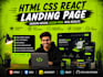 create a responsive HTML CSS react landing page