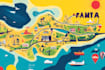 create a vector map illustration for events, festivals, and venues