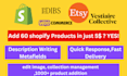 do shopify product listing,edit image,title,menu,data entry