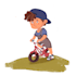 design happy old boy character logo