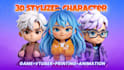 create 3d stylized cute character, cartoon, animal for 3d print and animation