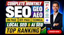 do complete monthly SEO with on page, off page, GEO, aeo for google ai ranking
