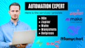 develop ai automations in n8n, zapier, make, lovable, manychats and botpress