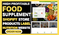 design food supplement shopify store supplement  product label nutrition website