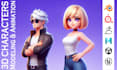 create stylized 3d character modeling, rigging, and animation