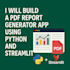 build a python streamlit dashboard with automated PDF reports