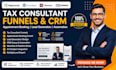 fix appointment booking funnel for tax consultants, lead generation design, crm