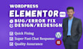 fix elementor issues, bugs, and errors fast