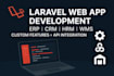develop laravel web app erp crm hrm wms with custom features and API integration