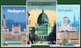 make retro vintage travel poster retro art deco vector landscape illustration