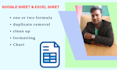 solve google sheets and microsoft excel or create formulas