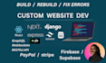 develop a fullstack web app using next js, django, express js, tailwind CSS, sql