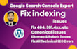 fix google search console indexing errors and wordpress technical SEO issues