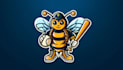 design bee baseball mascot logo with express delivery