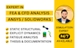 do fea, cfd analysis using ansys, solidworks with documentation