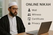 perform online nikah ceremony, witnesses, wali, certificate as imam