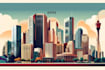 draw city skyline poster, landmarks poster