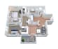 render 3d architecture isometric floor plan, realistic interior cgi house model