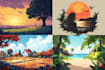 draw a 2d flat vector landscape illustration for you