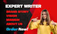 write professional brand story, mission and vision statement
